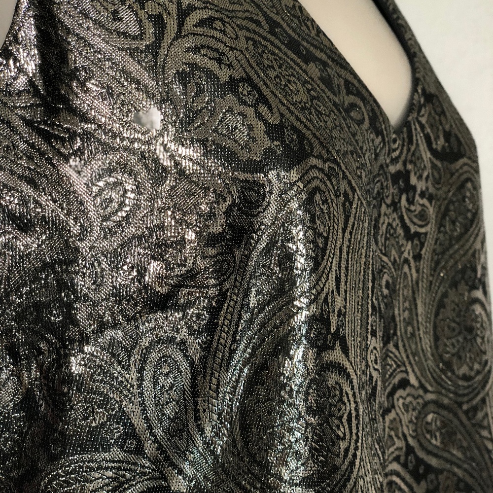 Metallic Gold & Olive Green Paisley Sleeveless top